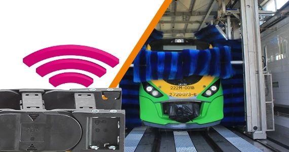 Incorporated energy chain and smart plastics in train-washing station