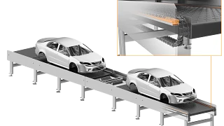 Chain conveyor with igus sliding plates