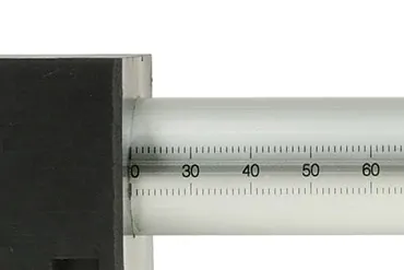 Single-tube axis with measurement scale