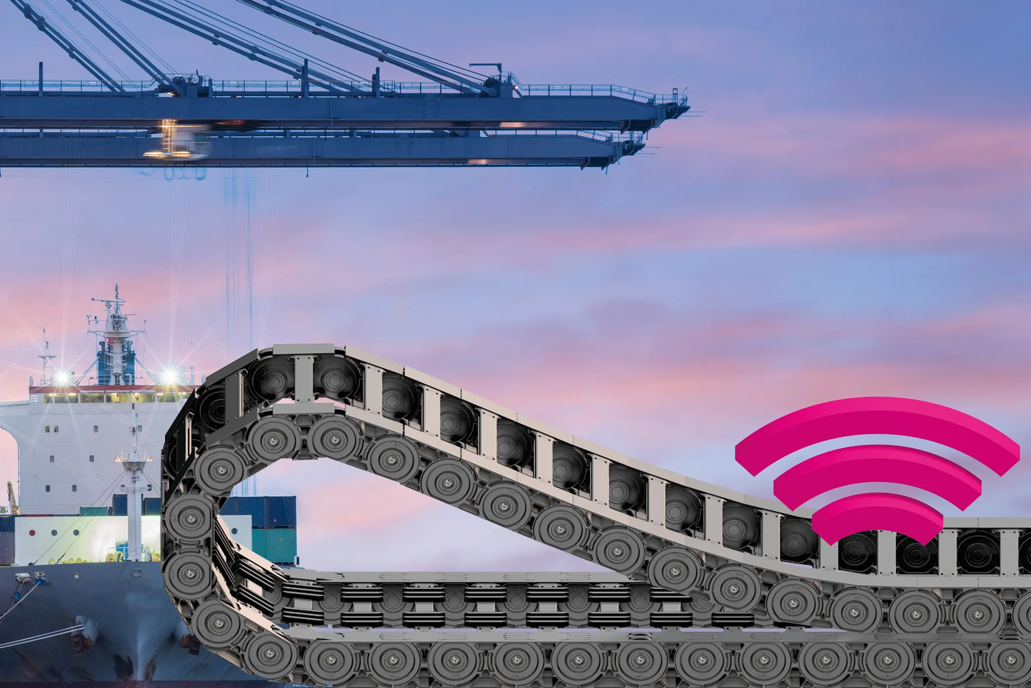 P4-energikæden foran havnen i baggrunden