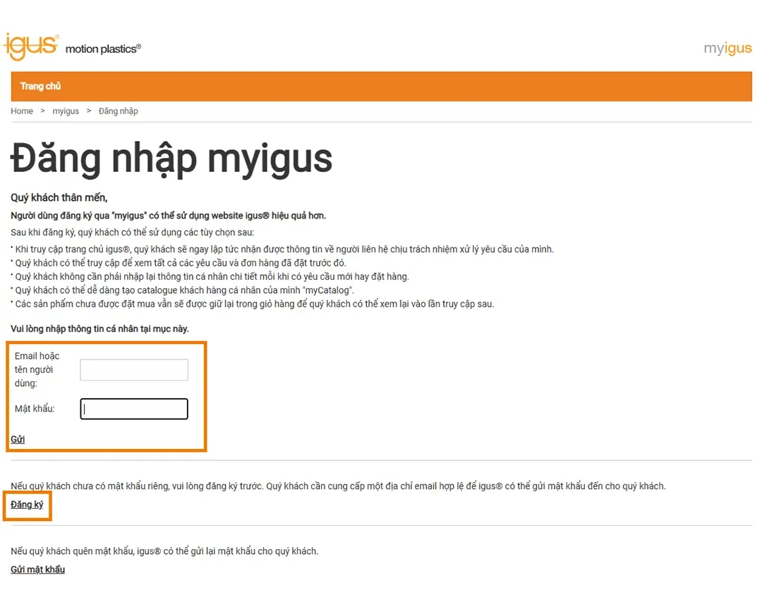 Đăng nhập myigus