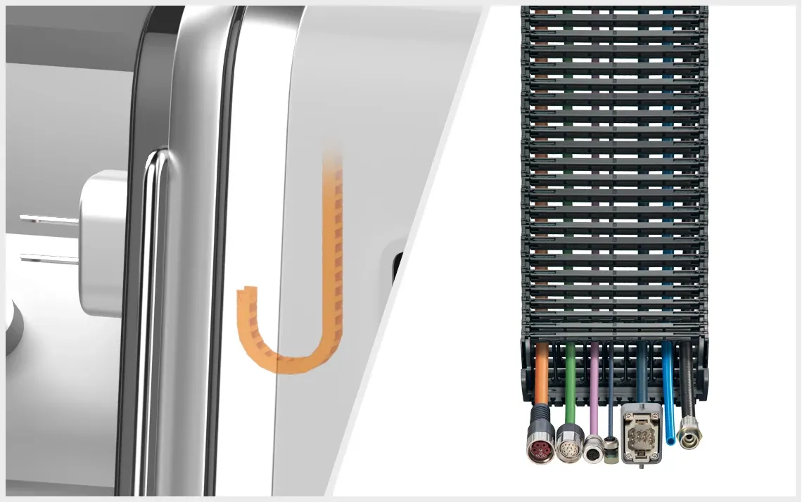 reakční řetěz pro vedení kabelu zubní frézky