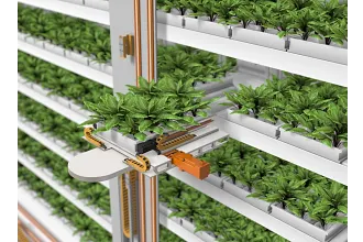 Vertical e-chain in vertical farming