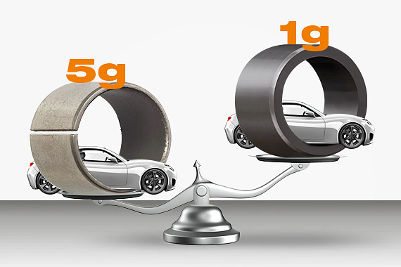 Weight comparison of iglidur and metallic bearings