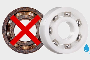 Rustproof ball bearings made of plastic
