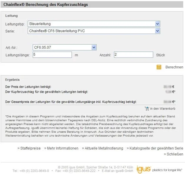 Outil de calcul du supplément de cuivre