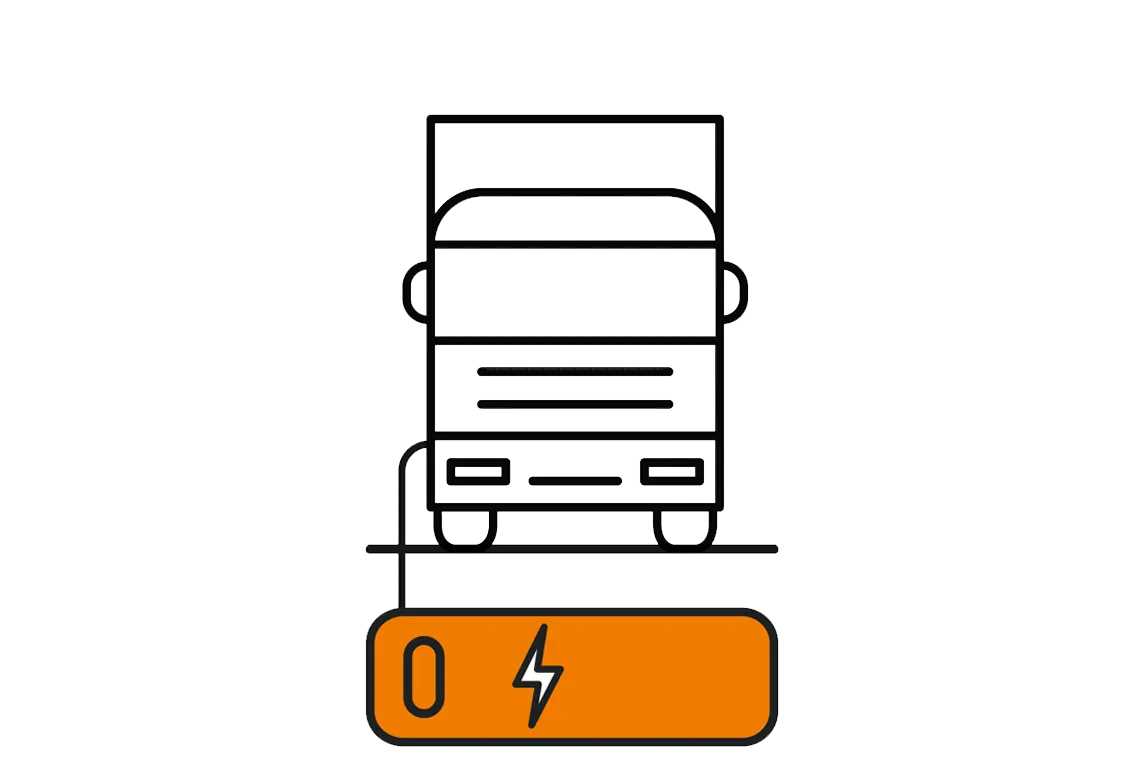 Piktogramm mit LKW an einer Unterflur-E-Ladestation