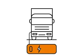 Piktogramm mit LKW an einer Unterflur-E-Ladestation