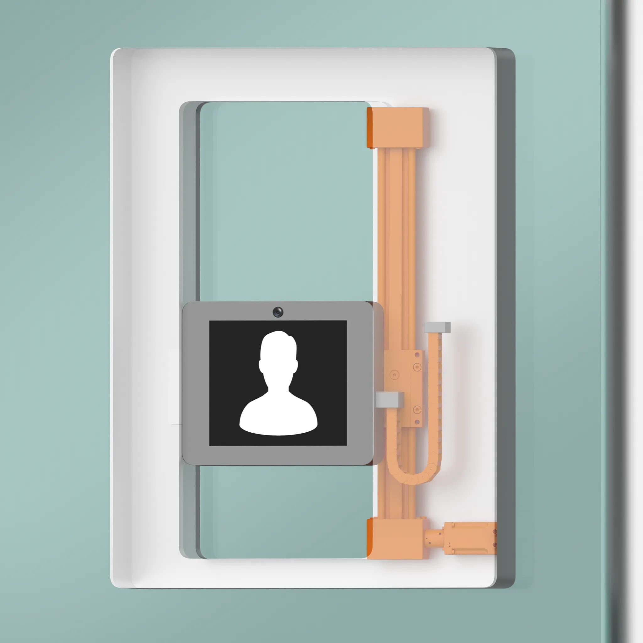 Height-adjustable monitor in access system