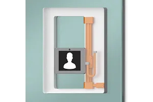 Height-adjustable monitor in access system