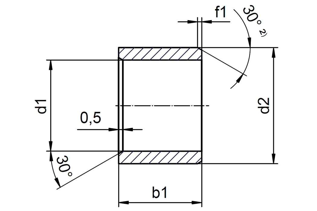 iglide® V400, sleeve bearing, mm drawing