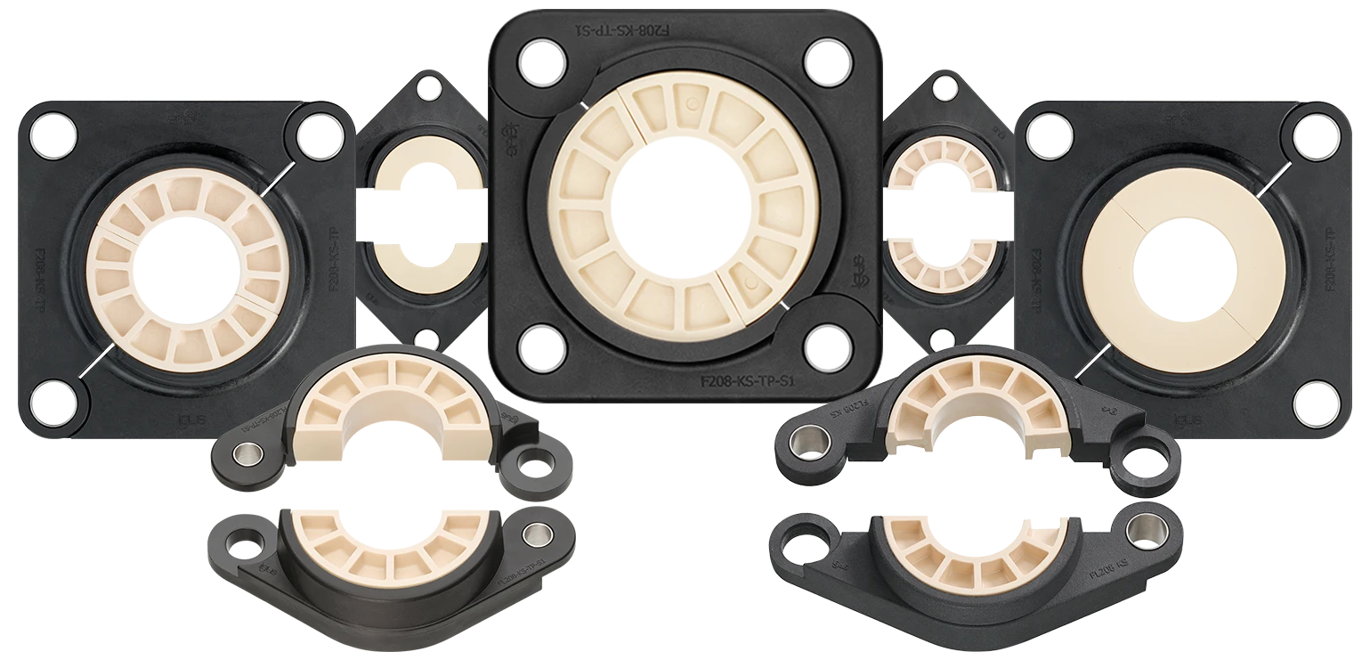 Separable flange mounted bearings and inserts