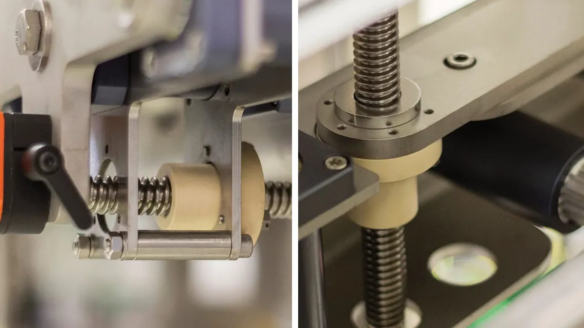 Transverse and height adjustment of belt station