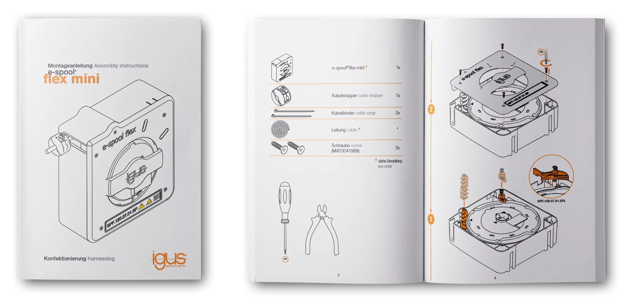 Assembly instruction for e-spool flex mini cable reel