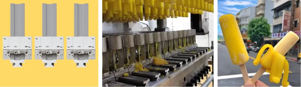 Banana ice cream production rail guides