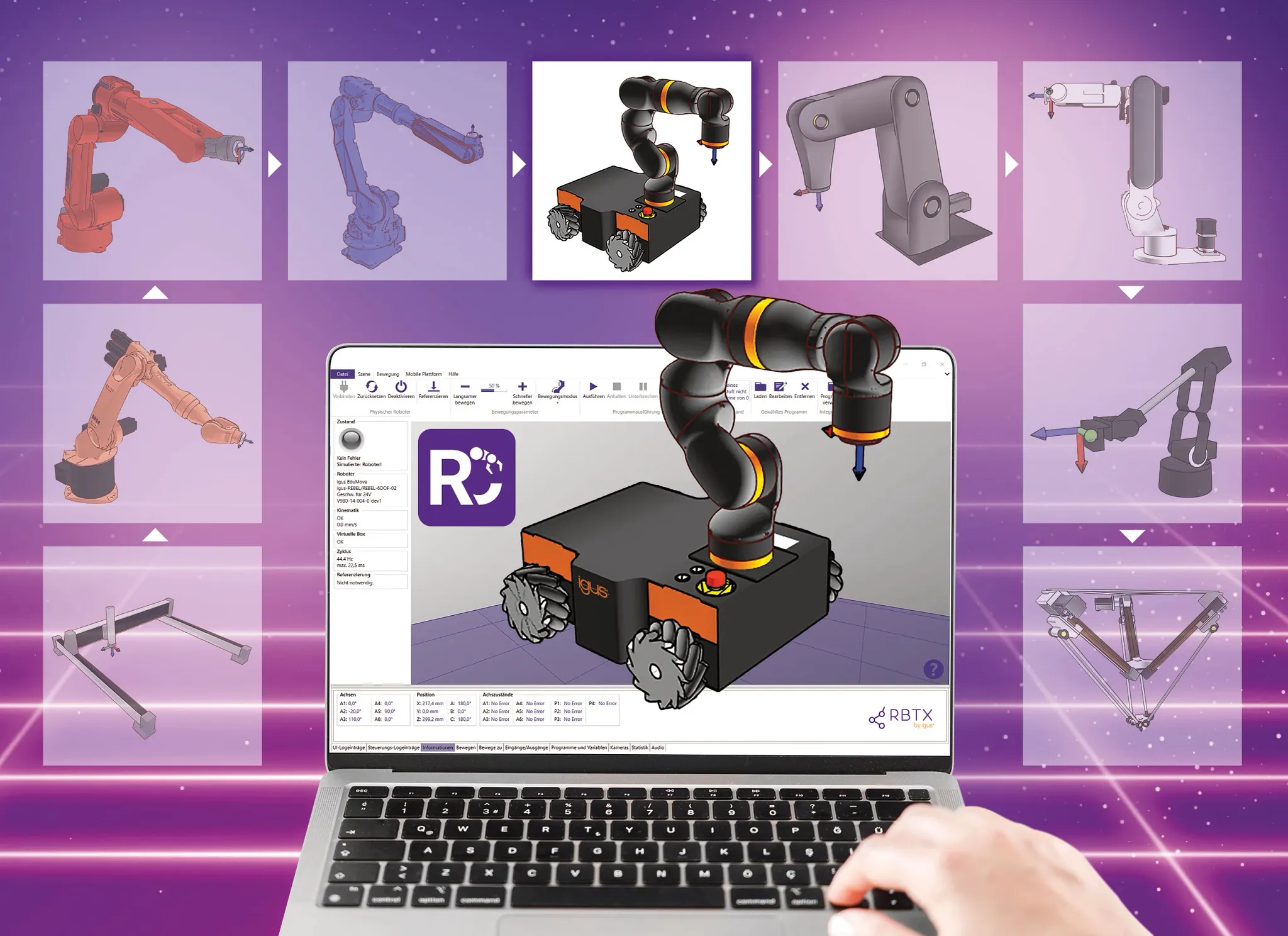 Mit RobotCtrl von igus lassen sich Roboter verschiedenster Hersteller im Handumdrehen programmieren, steuern und integrieren