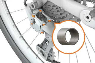 Glijlager in de derailleur