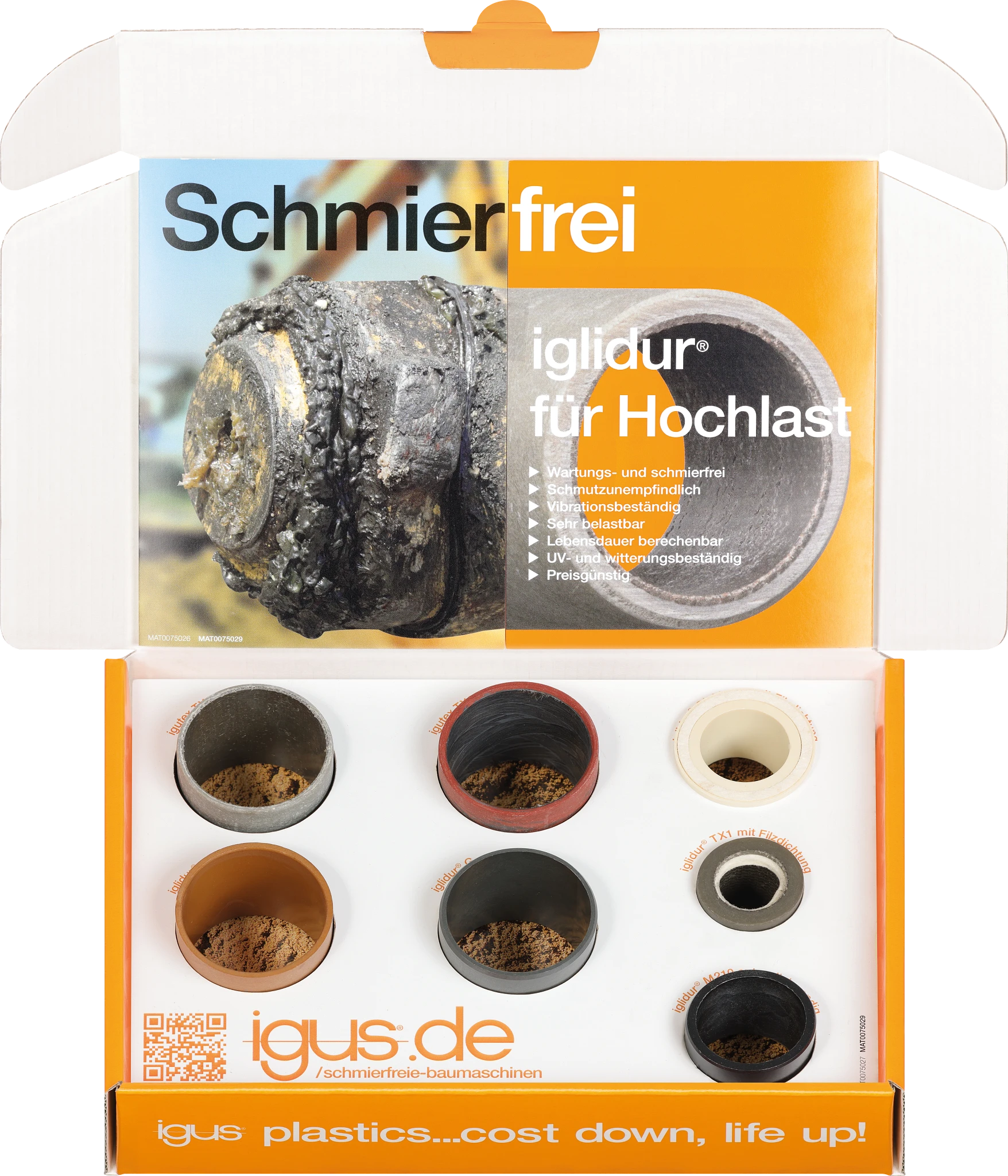 Sample box with heavy-duty plain bearings