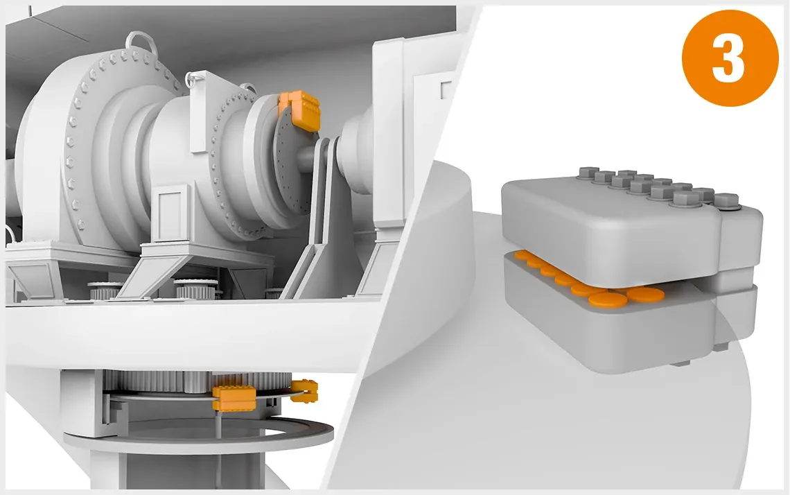 方位制動器中的 iglidur 棒料板