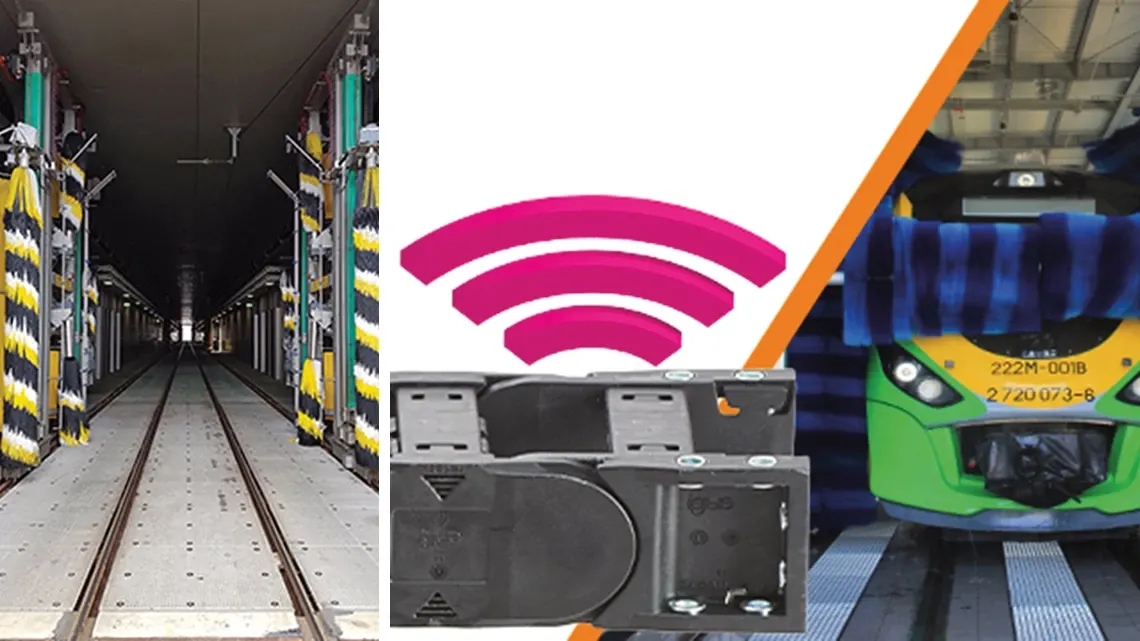 smart plastics in a train washing station