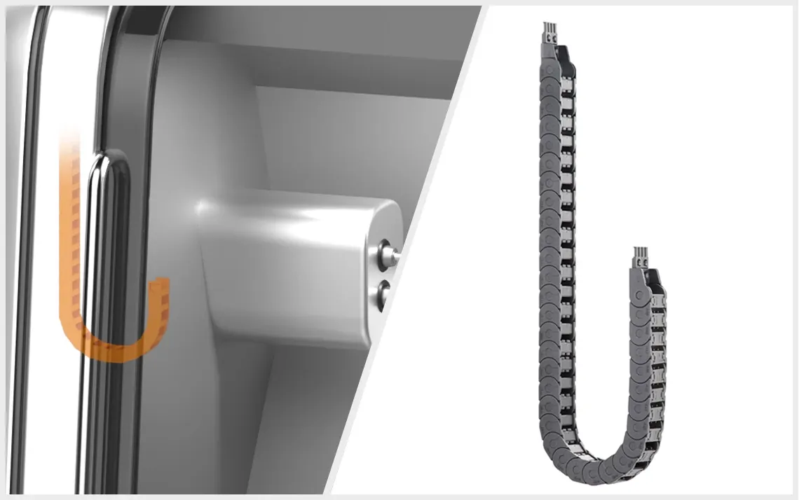 E2.1 energetický řetězec pro kabelové vedení frézky