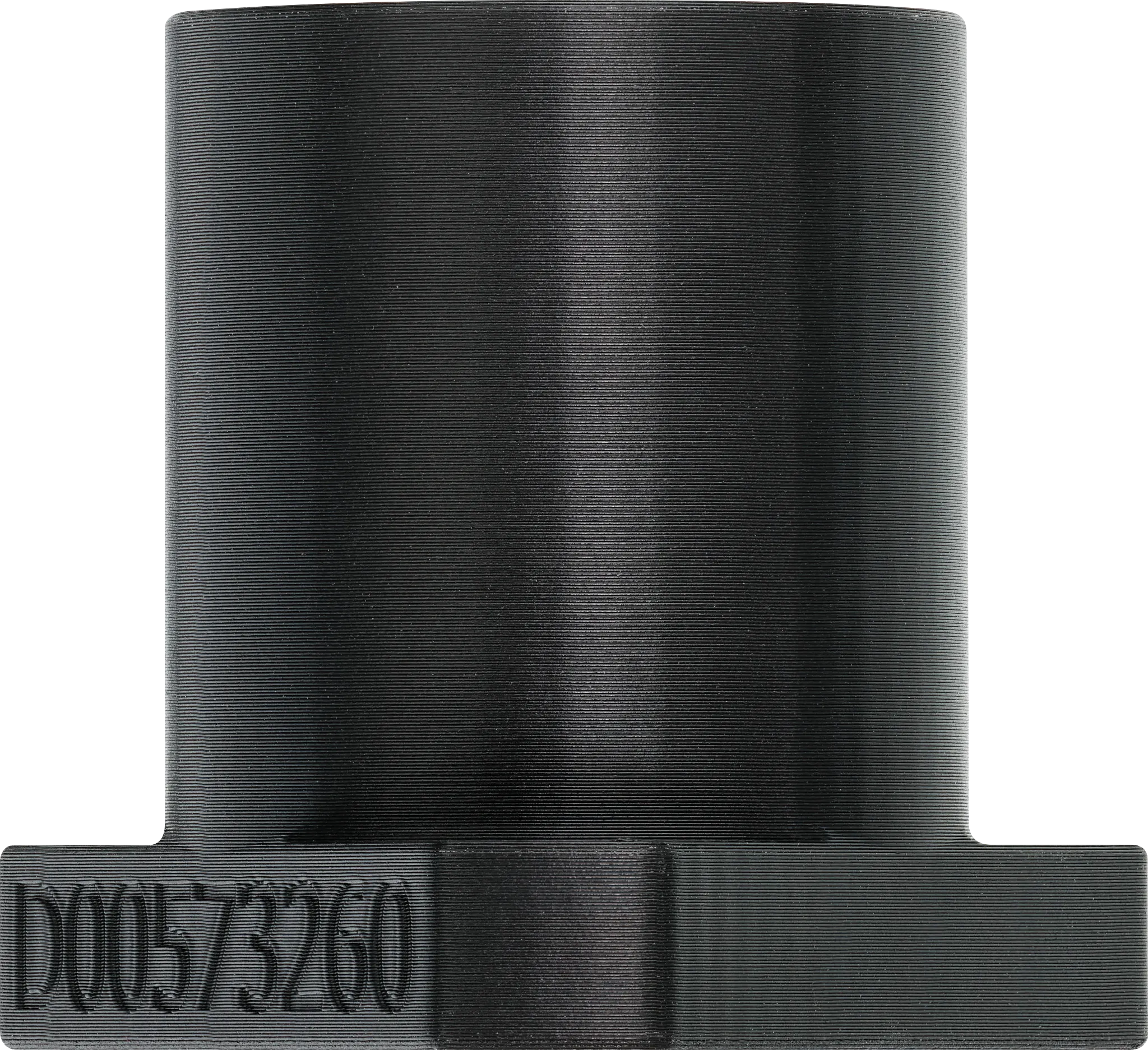 Maßgefertigtes zylindrisches Bauteil aus schwarzem i150 Filament, das im FDM-Verfahren gefertigt wurde.