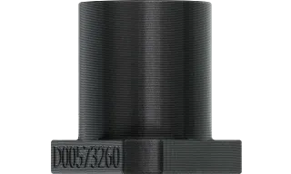 Maßgefertigtes zylindrisches Bauteil aus schwarzem i150 Filament, das im FDM-Verfahren gefertigt wurde.