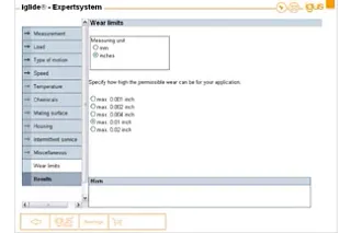 Wear limits within the Expert System