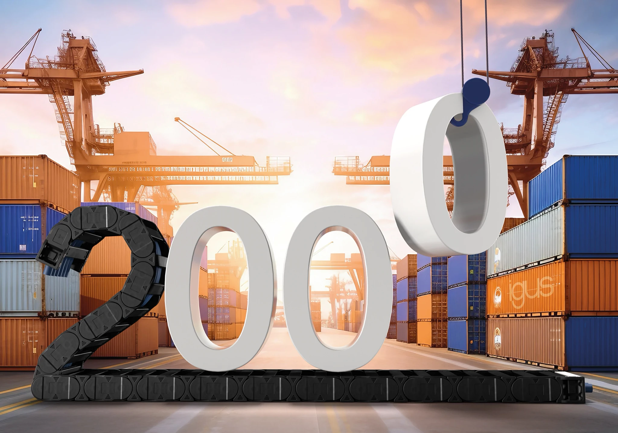 igus rüstet 2.000sten STS-Kran mit e-ketten aus