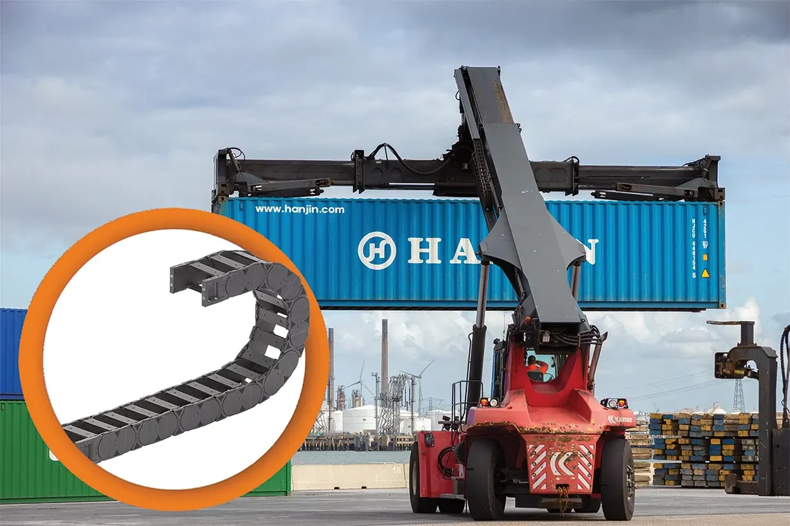 Energy chains in container handling