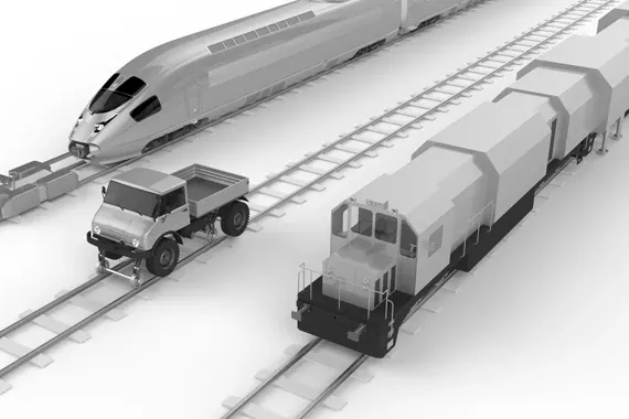 이구스 구성품을 사용하는 철도 건설 기계