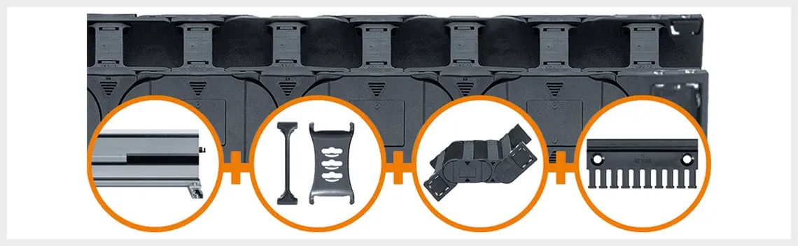 Baugruppen Energiekettensystem für Verfahrwege bis 200 m