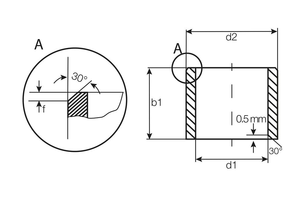 iglide® L500, sleeve bearing, mm drawing