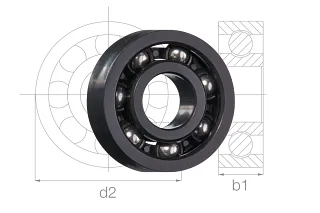 Kugellager mit technischer Zeichnung