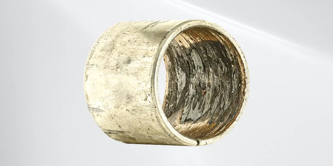 erosion damage due to shaft being too smooth