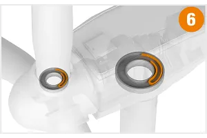 Chaînes porte-câbles à double rayon de courbure dans le réglage des pales du rotor et de l'azimut
