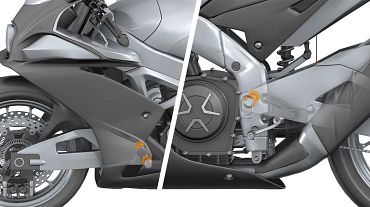 Motorbike front and rear wheel swing arm
