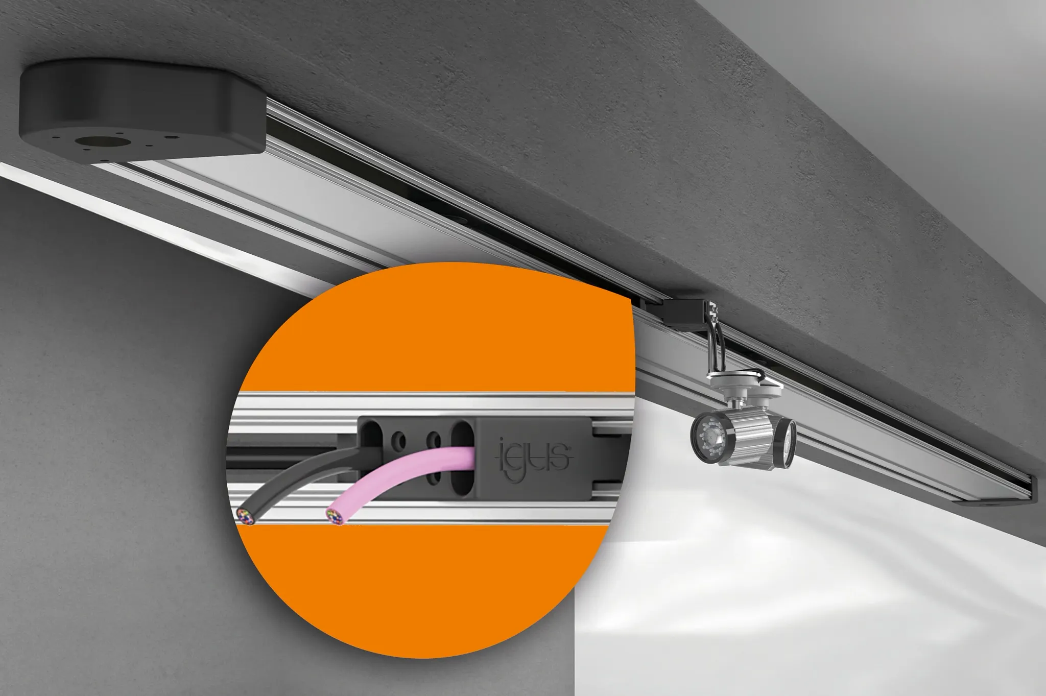 pull-e-cable führt bis zu zwei Leitungen kompakt und kostengünstig auf langen Wegen und spart dabei bis zu 50 Prozent Bauraum