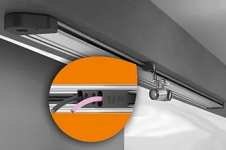 pull-e-cable führt bis zu zwei Leitungen kompakt und kostengünstig auf langen Wegen und spart dabei bis zu 50 Prozent Bauraum