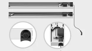 Various perspective views of the e-tract AC horizontal cable management system