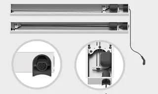 Verschiedene perspektivische Ansichten des Kabelmanagementsystems e-tract AC horizontal