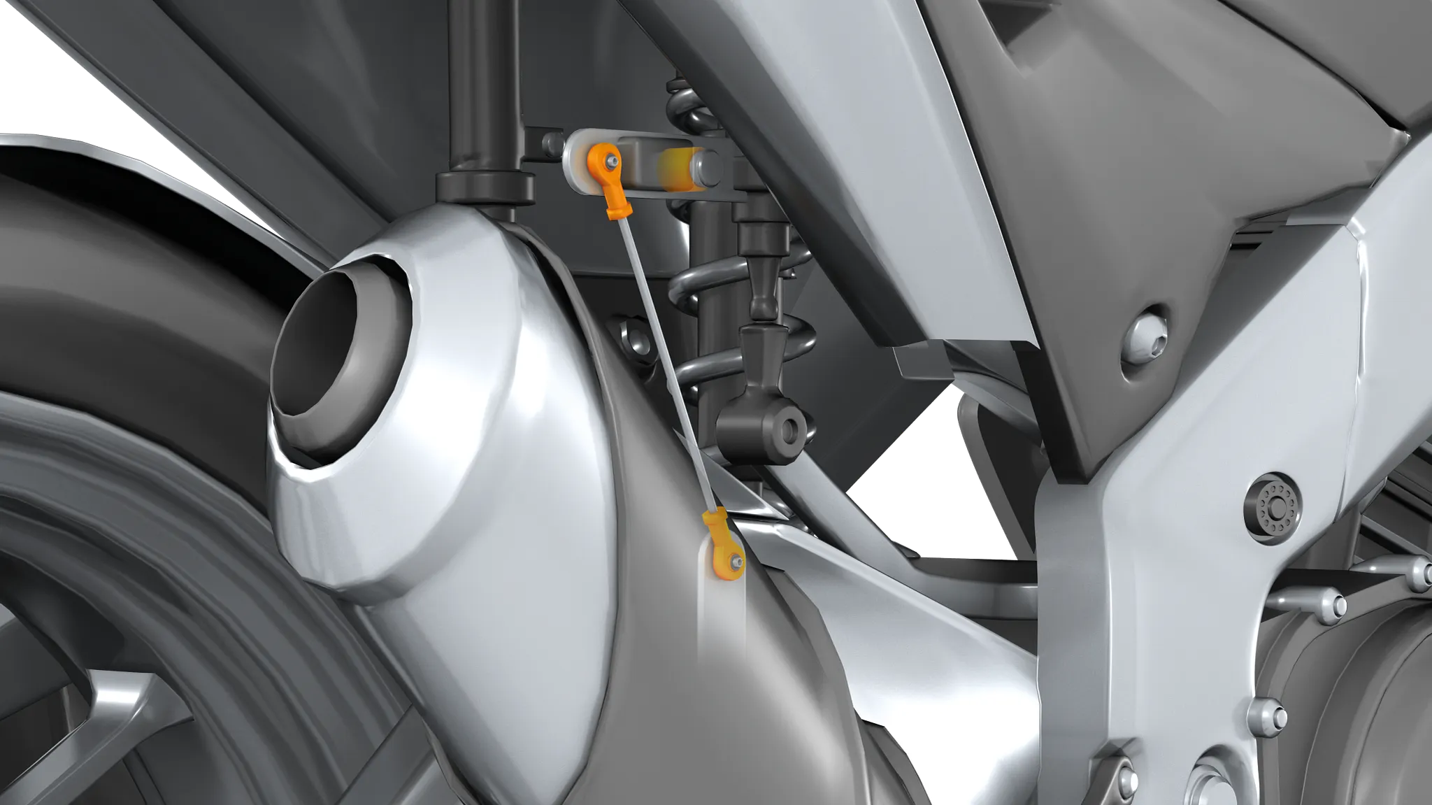 Motorbike suspension strut with height sensor