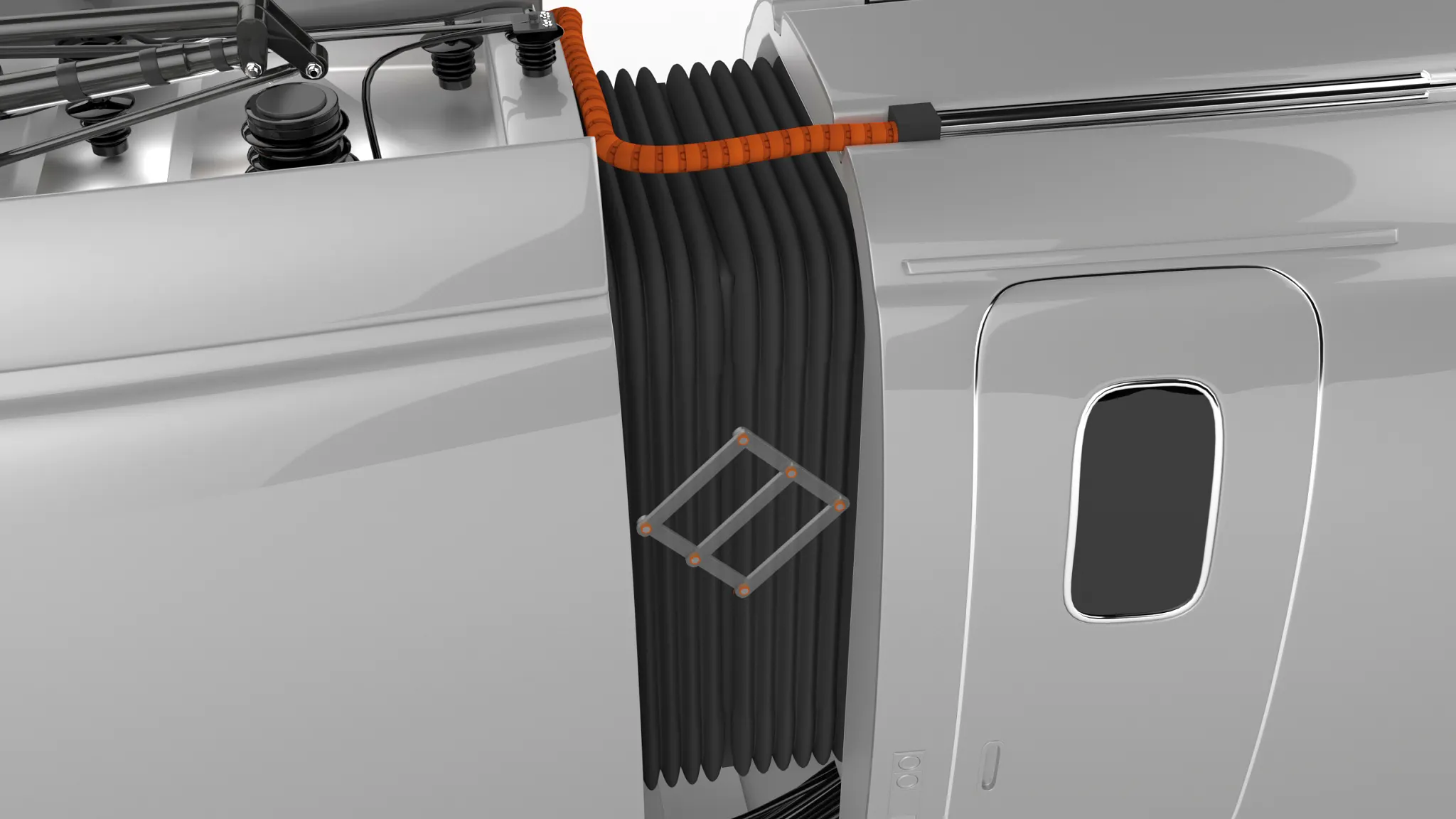 Liaison entre des wagons avec une chaîne porte-câbles igus