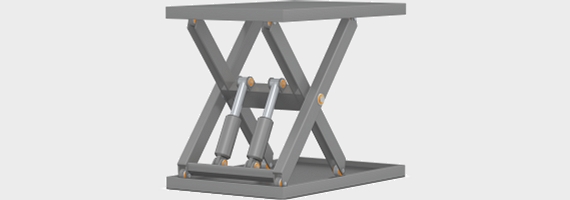 Lifting table with highlighted bearing points