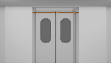 Train door with different igus components