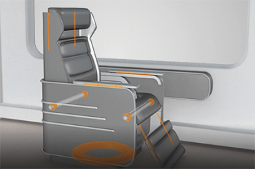 Siège doté de paliers lisses iglidur, de guidages linéaires drylin et d'un plateau tournant PRT