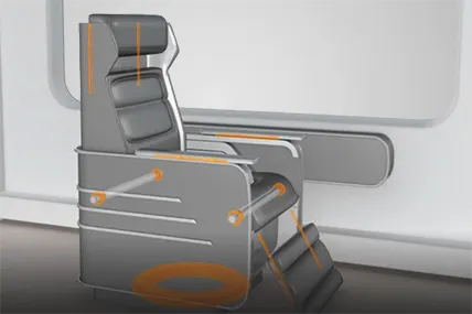 Seat with iglidur plain bearings, drylin linear guides and a PRT slewing ring bearing