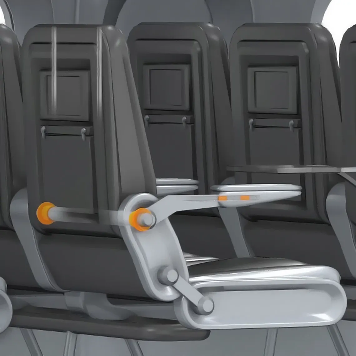 Vliegtuiginterieur: glijlagers in armleuningen