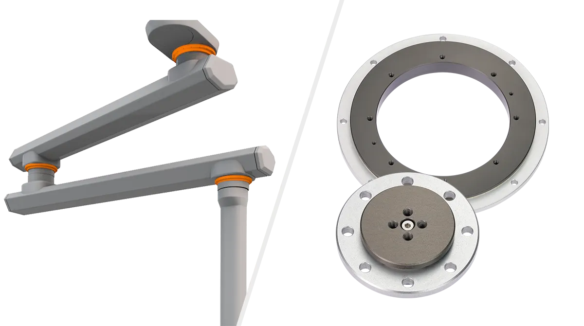 Swivel arm and PRT slewing rings