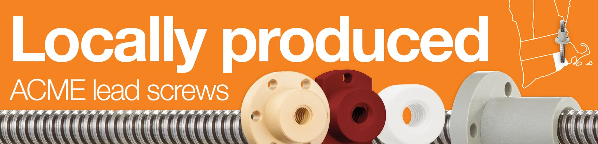 ACME lead screws and nuts graphic with in-house-fabrication text
